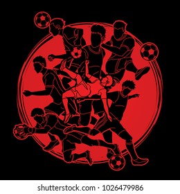 Soccer player team composition designed on sunlight background graphic vector.