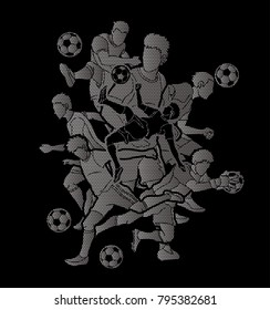 Soccer player team composition designed using geometric pattern graphic vector.