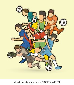Soccer player team composition  graphic vector.