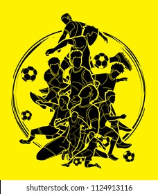 Soccer player team composition  graphic vector.