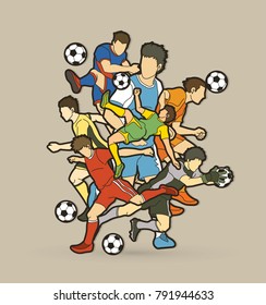 Soccer player team composition graphic vector.