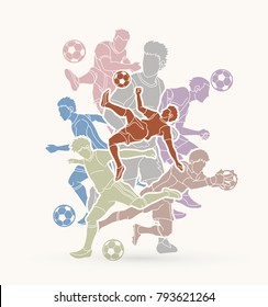 Soccer player team composition  graphic vector.