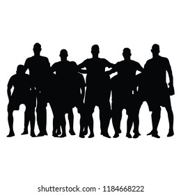 Soccer player team vector silhouette illustration isolated on white background. Football player. Attractive sport game, superstars on the scene.