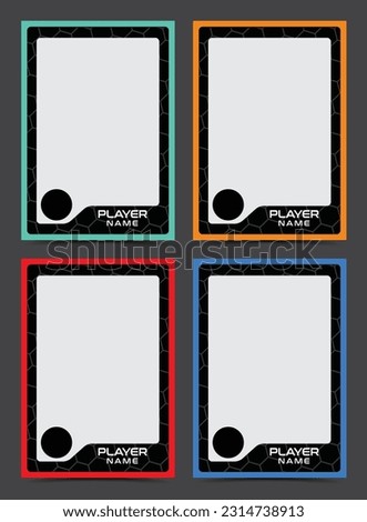 Soccer player trading card frame border template design 