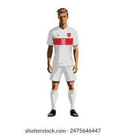 Soccer player in Turkey team uniform. Vector illustration