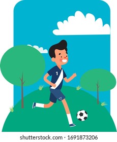soccer player with uniform and ball