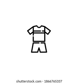 Soccer player uniform icon. Soccer or football icon. Simple, flat, outline, black.