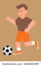 futbolista con uniforme que corre con la pelota