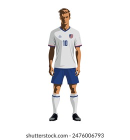 Soccer player in United States team uniform. Vector illustration