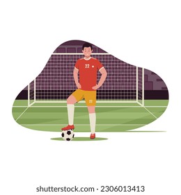 Soccer player vector illustrations. Illustration for website, landing page, mobile app, poster and banner. Trendy flat vector illustration
