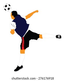 Soccer player vector isolated on white background. High detailed football player cutout outlines.