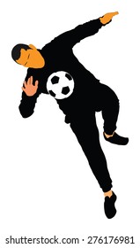 Soccer player vector isolated on white background. High detailed football player cutout outlines. Goalkeeper in action.