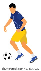 Soccer player vector isolated on white background. High detailed football player cutout outlines.