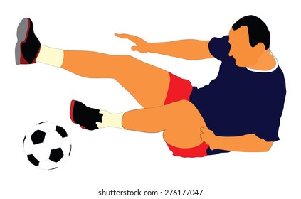 Soccer player vector isolated on white background. High detailed football player cutout outlines. Foul situation.