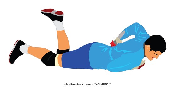 Soccer player vector isolated on white background. High detailed football player cutout outlines. Foul situation.