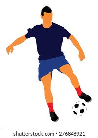 Soccer player vector isolated on white background. High detailed football player cutout outlines.