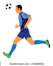 Soccer player vector isolated on white background. High detailed football player cutout outlines.