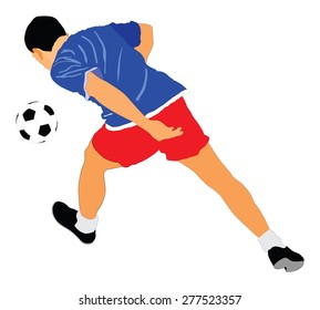 Soccer player vector isolated on white background. High detailed football player cutout outlines.
Kicking a ball.
