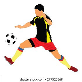 Soccer player vector isolated on white background. High detailed football player cutout outlines.
Kicking a ball.