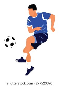 Soccer player vector isolated on white background. High detailed football player cutout outlines.
Kicking a ball.