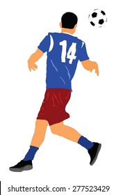Soccer player vector isolated on white background. High detailed football player cutout outlines.
