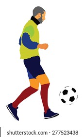 Soccer player vector isolated on white background. High detailed football player cutout outlines. Strain, racking, warming up.
