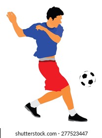Soccer player vector isolated on white background. High detailed football player cutout outlines.
Kicking a ball.