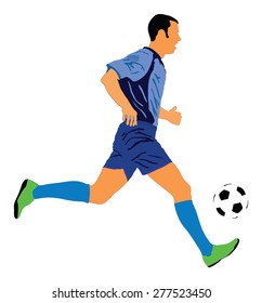 Soccer player vector isolated on white background. High detailed football player cutout outlines.
Kicking a ball.