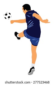 Soccer player vector isolated on white background. High detailed football player cutout outlines.
Kicking a ball.