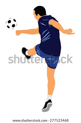 Soccer player vector isolated on white background. High detailed football player cutout outlines.
Kicking a ball.