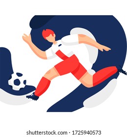 Soccer player vector modern illustration. Design of a stylish background for the soccer championship. Fifa world cup. Soccer ball.