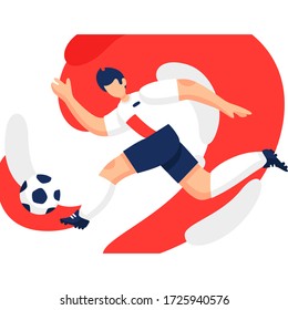 Soccer player vector modern illustration. Design of a stylish background for the soccer championship. Fifa world cup. Soccer ball.