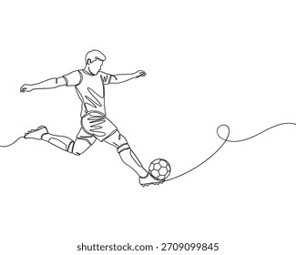 Soccer Player Vector. One Line Football Illustration Vector