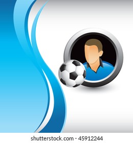 Fußballspieler, vertikaler blauer Hintergrund