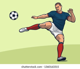 Soccer player volley kick
