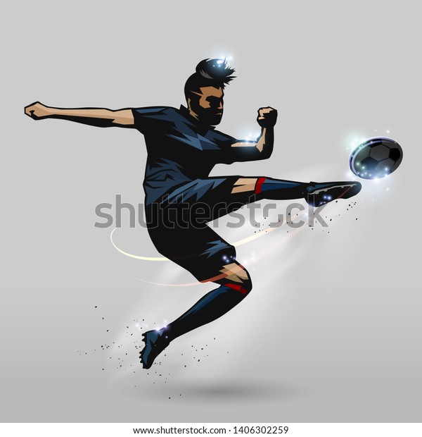 サッカー選手のボール デザインを打つボレー キック のベクター画像素材 ロイヤリティフリー Shutterstock
