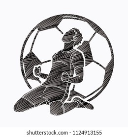 Soccer player the winner action graphic vector