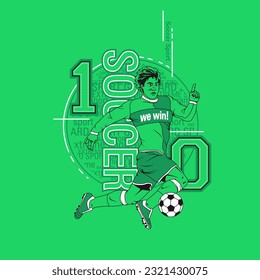 soccer player winner, vector illustration