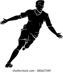 Soccer Player Winning Run Silhouette