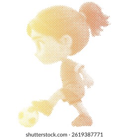 Soccer player woman athlete with the ball halftone modern retro in cartoon style