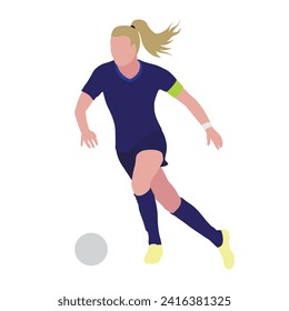 jugadora de fútbol mujer con bola, ilustración vectorial