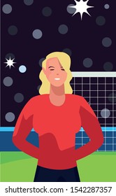 soccer player woman in stadium vector illustration design