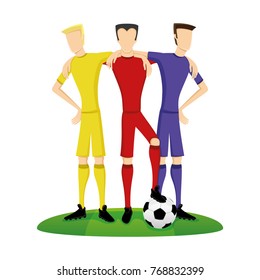 Soccer players with a ball.