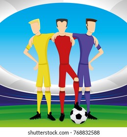 Soccer players with a ball.
