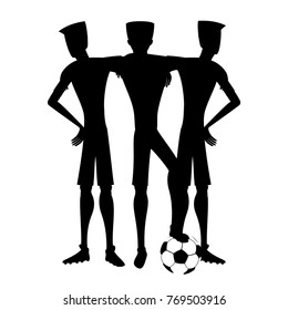 Soccer players with a ball.