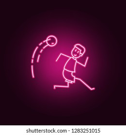 soccer players with ball icon. Elements of Soccer in action in neon style icons. Simple icon for websites, web design, mobile app, info graphics