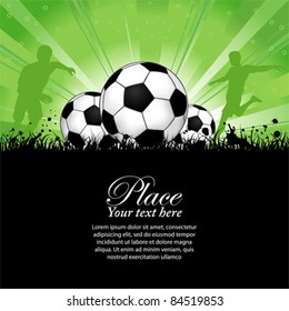 Soccer Players with ball on grunge background, element for design, vector illustration