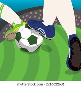 Futbolistas con un vector de bolas