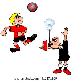 soccer players, cartoon, vector, referee