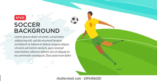 Soccer players . Championship . Fool color vector illustration in flat style isolated on white background. Poster banner print